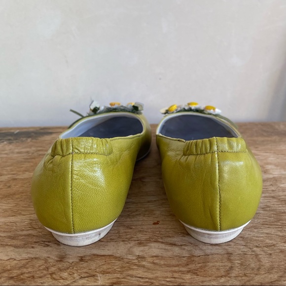 LEA FOSCATI Beautiful Soft Green Leather Ballet Flats Handmade Flowers 38 ITALY! - Picture 10 of 14